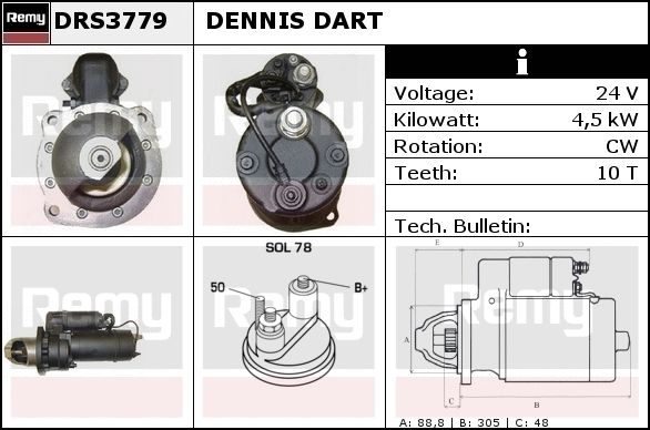 DELCO REMY Starter DRS3799N